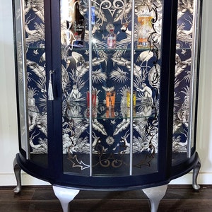 Now sold do not buy ** 1950s Large Semi circle upcycled gin cabinet cocktail cabinet drinks cabinet Navy and Silver FREE DELIVERY