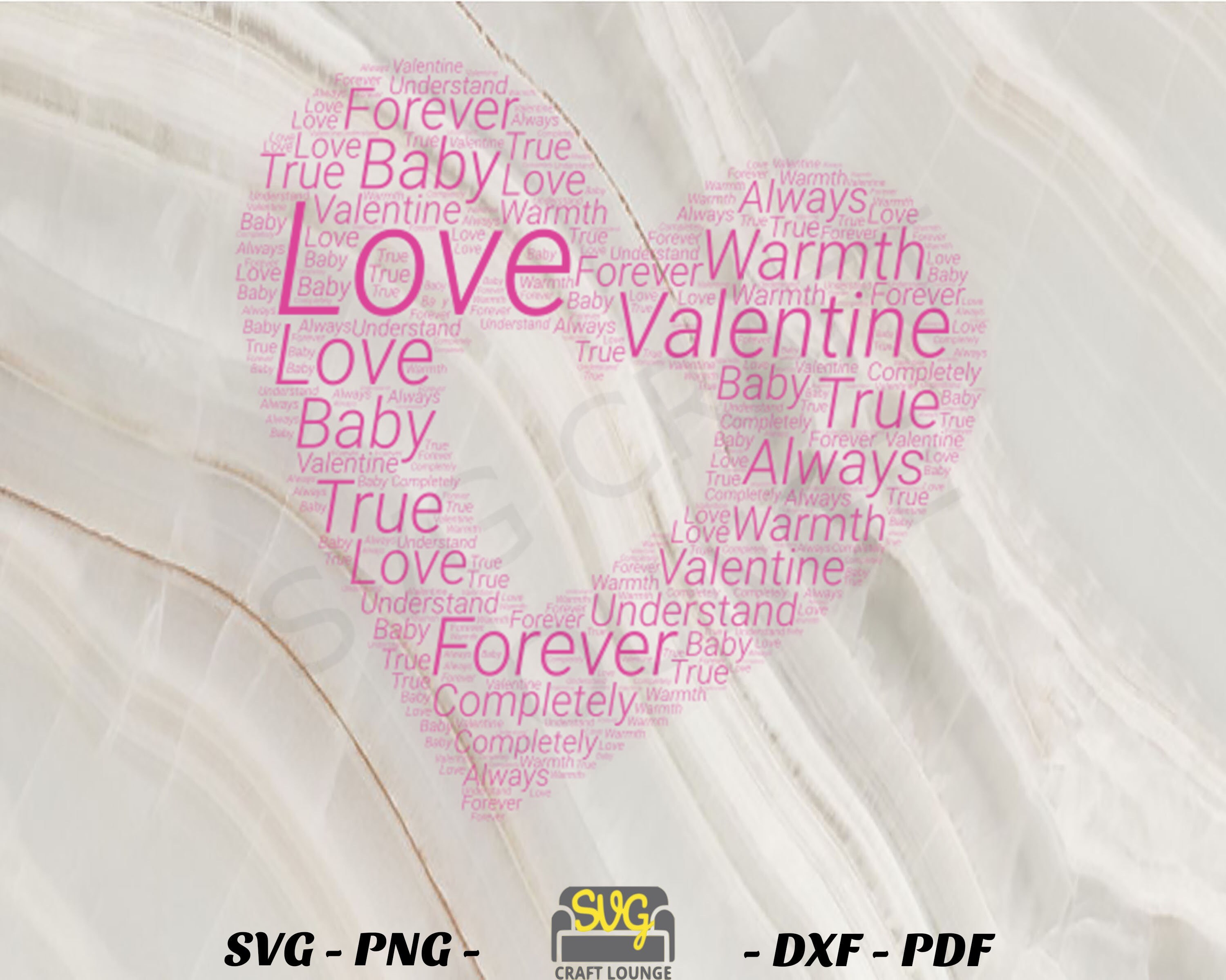 Download Heart Word Art Valentines svg dxf png pdf template | Etsy