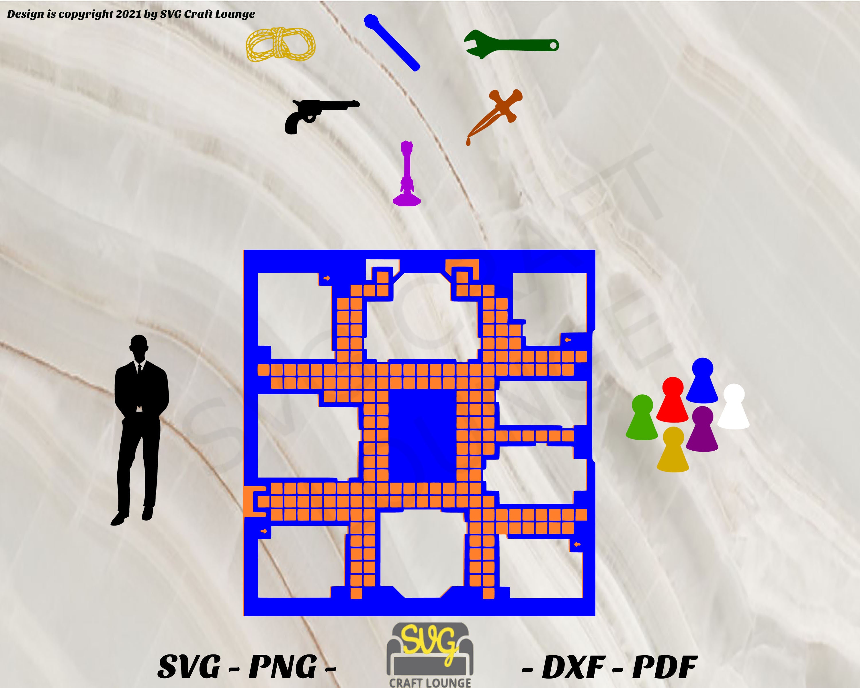 Cluedo Inspired Game Pieces SVG Cutting File Digital Etsy UK