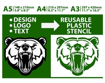 Logo/Design/Texte au pochoir - A3/A4/A5 - Pochoir en plastique réutilisable