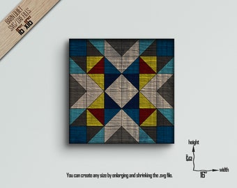 Barn Quilt SVG Pattern: Laser Cut CNC Files, Wall Art (16x16 inch)