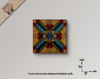Barn Quilt SVG Pattern: Laser Cut CNC File, Wall Art (16x16 inch)