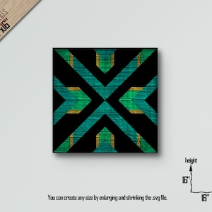 Barn Quilt SVG: Laser Cut Pattern, CNC Cutting Files (16x16 inch)