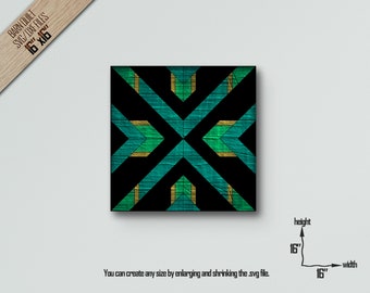 Barn Quilt SVG: Laser Cut Pattern, CNC Cutting Files (16x16 inch)
