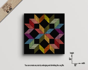 Barn Quilt SVG: Laser Cut Pattern, CNC Files (16x16 inch)