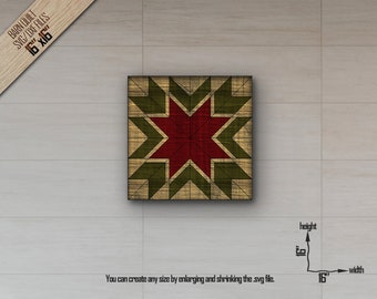 Barn Quilt SVG Pattern: Laser Cut CNC File, Wall Art (16x16 inch)