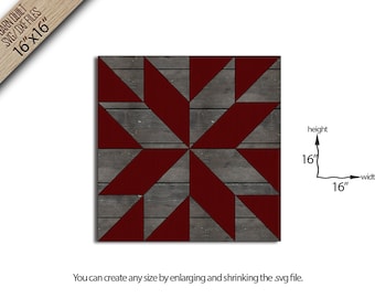 Barn Quilt SVG Pattern: Laser Cut CNC File, Wall Art (16x16 inch)