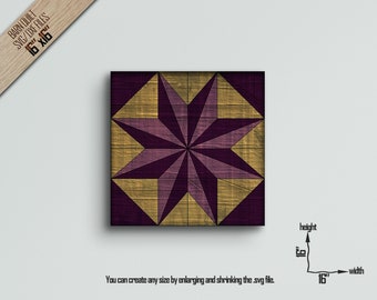 Barn Quilt SVG: Laser Cut Pattern, CNC Cutting Files (16x16 inch)