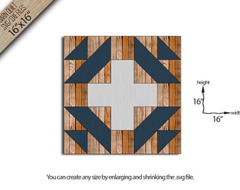 Barn Quilt Laser Cut File: 16x16 Wood Quilt SVG, DXF (Digital Download)