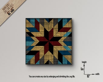 Barn Quilt SVG Pattern: Laser Cut CNC File, Wall Art (16x16 inch)