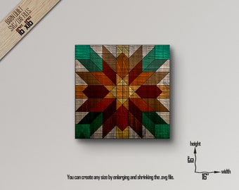 Barn Quilt SVG Pattern: Laser Cut CNC File, Wall Art (16x16 inch)