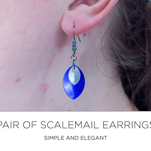 Scalemail Earrings Pair of Simple and Elegant Earrings Nickle Free Stainless Steel and Aluminum // 14.3mm x 22.2mm Scale