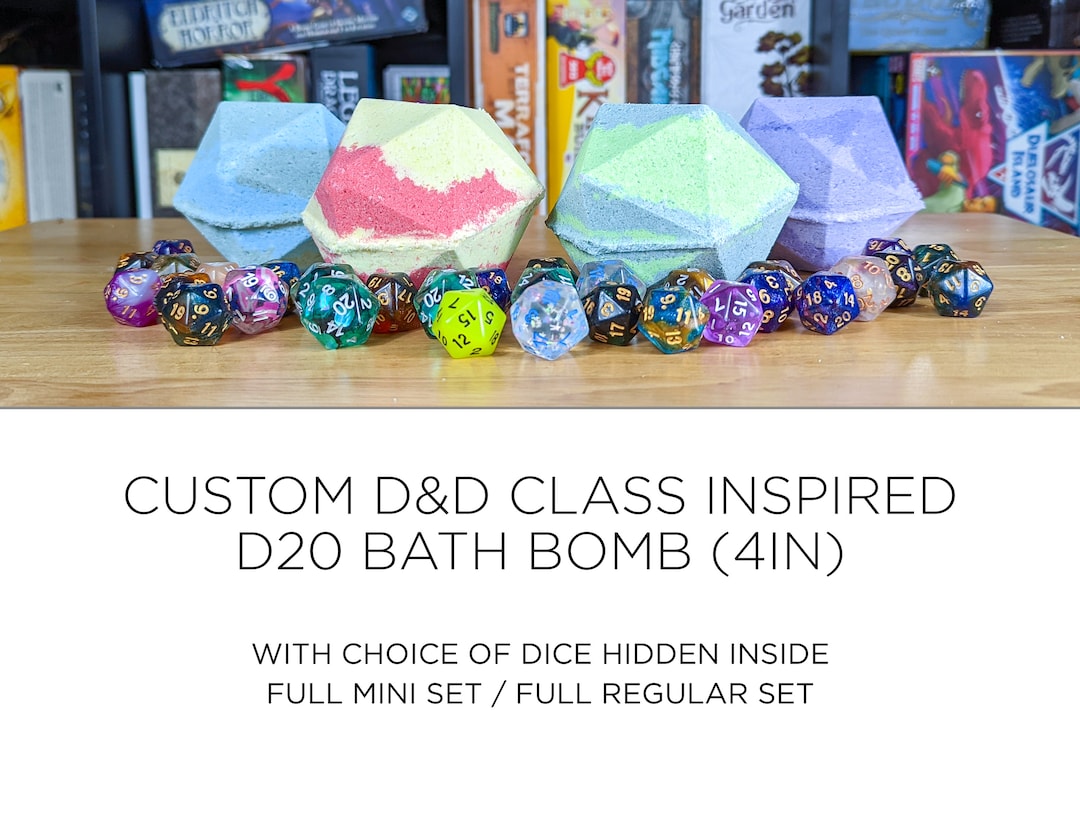 Customizable Dnd Class Inspired D20 Bath Bomb With Full Hidden Dice Set