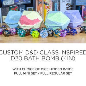 Customizable DnD Class Inspired D20 Bath Bomb with full hidden dice set inside - Dnd, Pathfinder, Dice Set, Dice Bomb