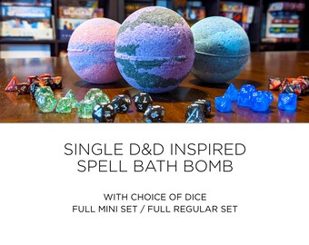 Single Spell Bath Bomb // D&D inspired spells with choice of dice // Full mini set / Full regular set // DnD, Dungeons and Dragons