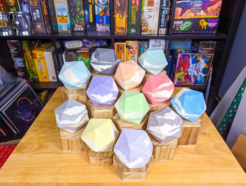 Large D20 Bath Bomb 4in// Full Set of Matching Dice Hidden Etsy