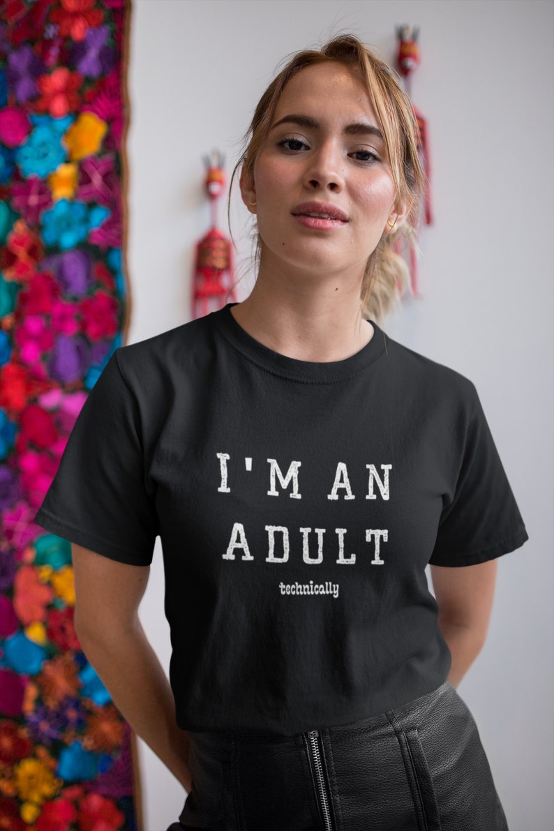 College Drinking Tshirt Funny Saying Jersey I am an Adult Technically Sarcastic Shirt Party Tee