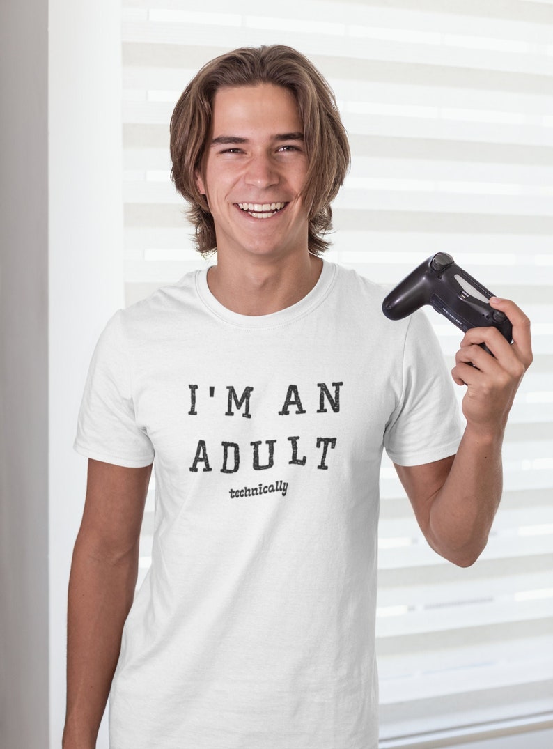 College Drinking Tshirt Funny Saying Jersey I am an Adult Technically Sarcastic Shirt Party Tee