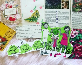 Vintage Garden Ephemera, Junk Journal Kit, Vintage Ephemera, Scrapbook Accessories, Ephemera Kit, Vintage Floral Ephemera