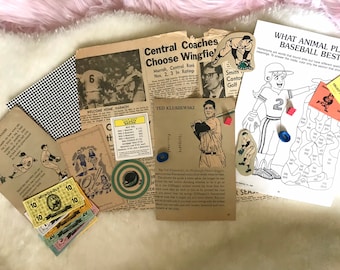 Vintage honkbal ephemera, Vintage Ephemera, Junk Journal Kit, Ephemera Lot, plakboek kit