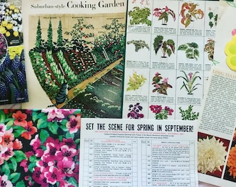 Vintage Garden Ephemera, Junk Journal Kit, Scrapbook Accessories, Ephemera Kit, Vintage Floral Ephemera, Vintage Plant Ephemera