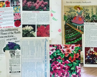Vintage Garden Ephemera, Junk Journal Kit, Scrapbook Accessories, Ephemera Kit, Vintage Floral Ephemera, Vintage Plant Ephemera