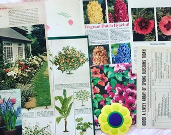 Vintage Garden Ephemera, Junk Journal Kit, Scrapbook Accessories, Journal Kit, Vintage Floral Ephemera, Vintage Plant Ephemera