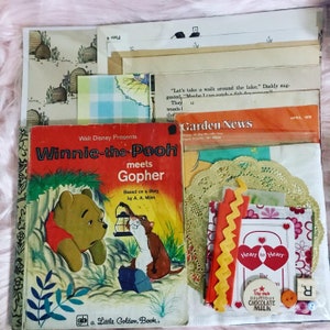 Winnie the Pooh Meets Gopher 1978 Junk Journal Kit, Vintage Ephemera, diy journal kit