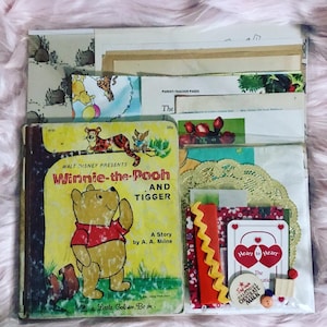 Winnie the Pooh and Tigger 1974 Junk Journal Kit, Vintage Ephemera, diy journal kit