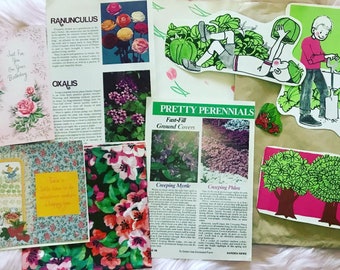 Vintage Garden Ephemera, Junk Journal Kit, Vintage Ephemera, Scrapbook Accessories, Vintage Plant Ephemera, Vintage Floral Ephemera