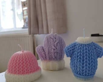 Christmas Candle set, Choice of 20 Scents, Christmas gift, Christmas Candle, Soy wax, Quick Dispatch, Highly Scented, Glove Hat Jumper Trio