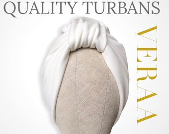 TURBANS DE QUALITÉ PREMIUM pour femmes !! blanc. Fait à la main à Londres