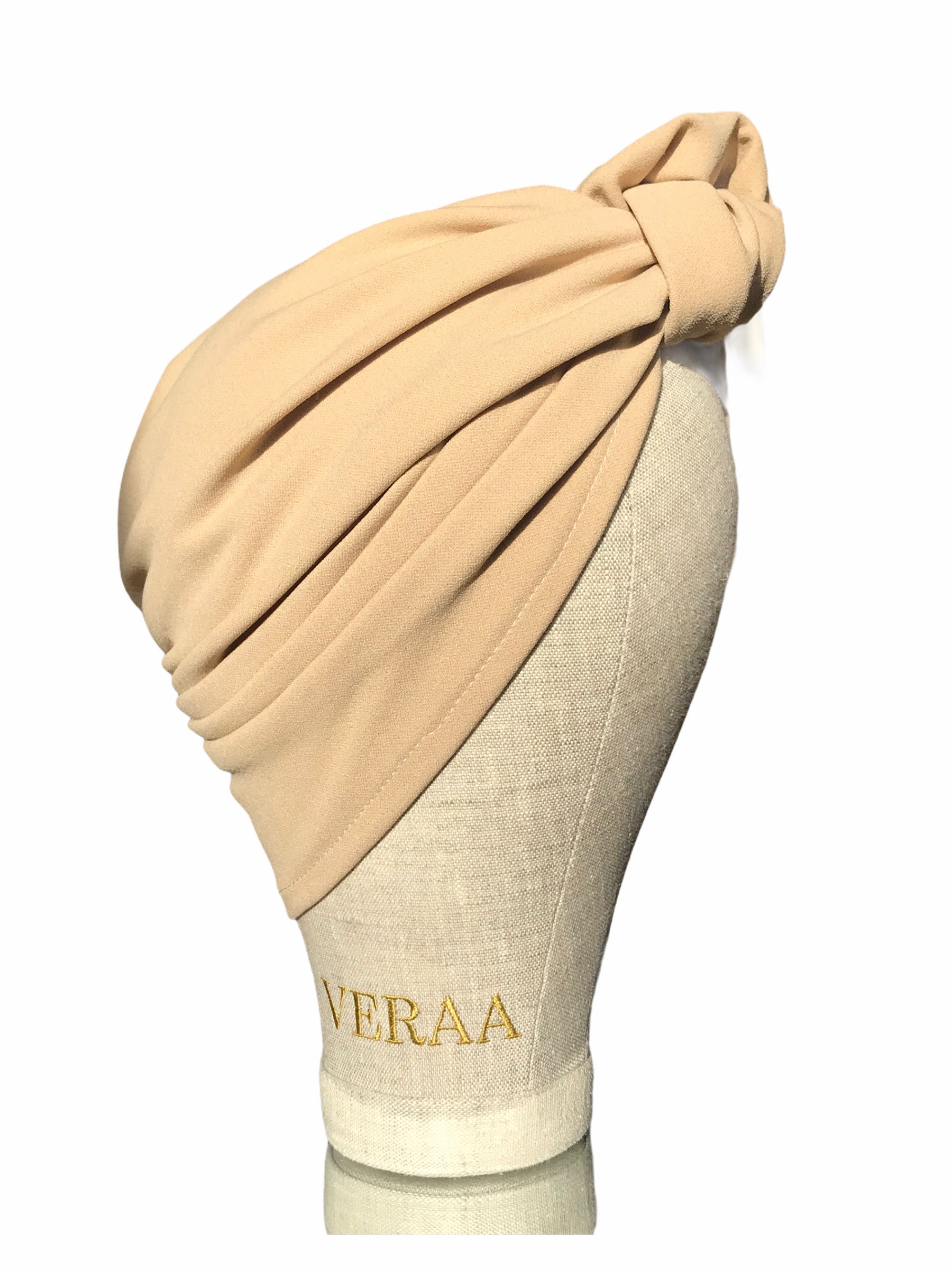 Beige Turban Hat With Knot for Women , Turban Hijab, Chemo Hat, Chemo