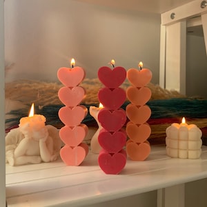 Set of 2 Heart Pillar Soy Scented Candle | Cute Gift | Choice of Colour and Scent | Fast Delivery | Perfect for Gifts and Valentines