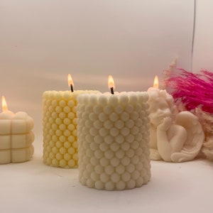 Round Bubble Cube Pillar Soy Candle