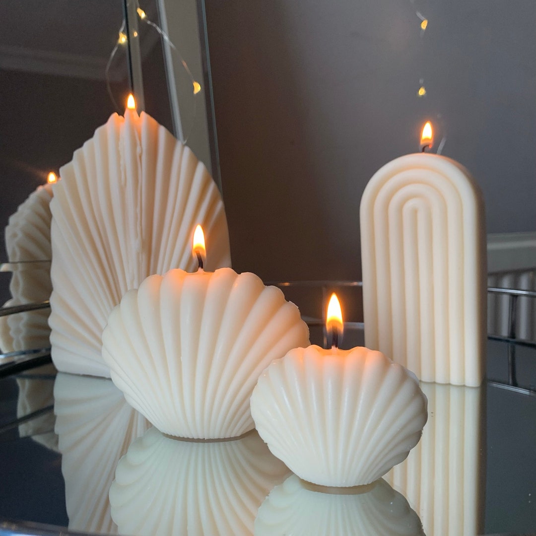 Big & Baby Shell Soy Candle SET Cute Gift Choice of Colour and Scent ...