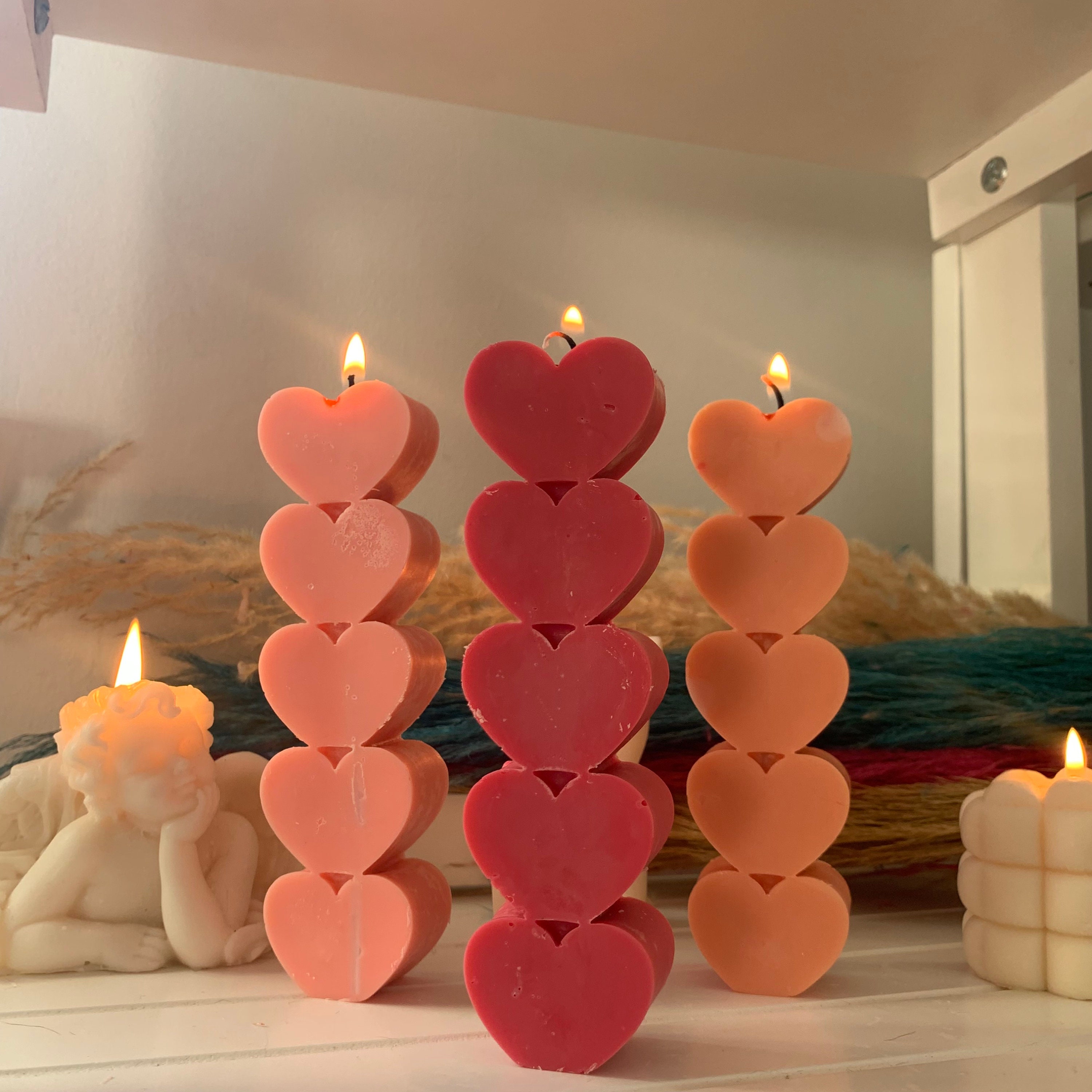 Heart Candle Pillar Candles Home Decor Cute Gifts Personalized Gifts Best  Friend Giftsheart Shaped Candlescented Pillar Candle 