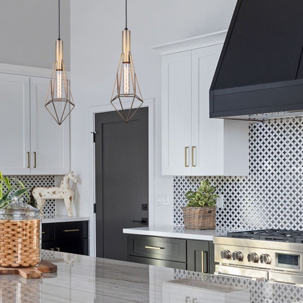 CANARM Greer Pendant Light - Black & Gold Finish