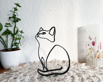 Katze 4 Line Art Deko, Katzen Deko, Minimalistische Deko, 3D Druck, 3D Deko Katze, 3D Dekoration, Wohndekoration, Geschenkidee