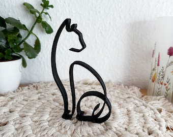 Katze Line Art Deko, Katzen Deko, Minimalistische Deko, 3D Druck, 3D Deko Katze, 3D Dekoration, Wohndekoration, Geschenkidee