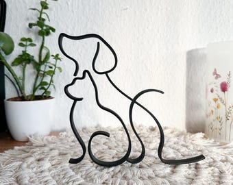 Dog and Cat Line Art Decoration, Dog Decoration, Cat Decoration, Minimalist Decoration, 3D Print, 3D Decoration, 3D Decoration, Home Decoration, Gift Idea