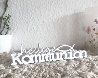 Decorazione con scritte per la Santa Comunione, decorazione per il tavolo della Comunione, regalo per la Prima Comunione, supporto decorativo cristiano, stampa 3D
