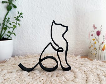 Cat Line Art Decoration, Cat Decoration, Minimalist Decoration, 3D Print, 3D Decoration Cat, 3D Decoration, Home Decoration, Gift Idea