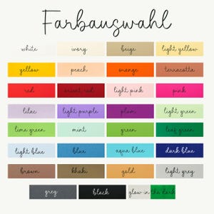 Puede incluir: Una carta de colores con 25 muestras de colores diferentes, incluyendo blanco, marfil, beige, amarillo claro, amarillo, melocot&oacute;n, terracota, naranja, rojo, rojo oriental, rosa claro, rosa, lila, morado claro, ciruela, verde claro, verde lima, menta, verde, verde hoja, azul claro, azul, azul aguamarina, azul oscuro, marr&oacute;n, caqui, oro, gris claro, gris, negro y brilla en la oscuridad.