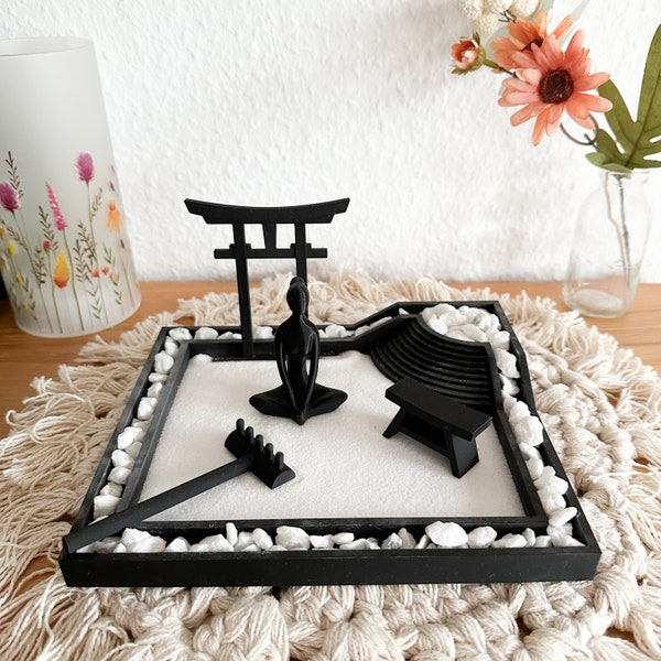 Ensemble de jardin zen, détente pour la maison, décoration de style Japandi, cadeau de pleine conscience, cadeau, jardin japonais, idée cadeau, impression 3D