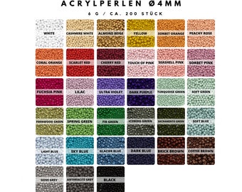 Perles acryliques mates Ø 4 mm *6g environ 200 pièces* choix de couleurs (46.50EUR/100g)