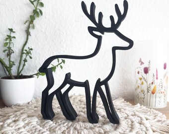 Reindeer standee decoration, lettering decoration, minimalist decoration, 3D print, 3D decoration line art, 3D decoration, home decoration