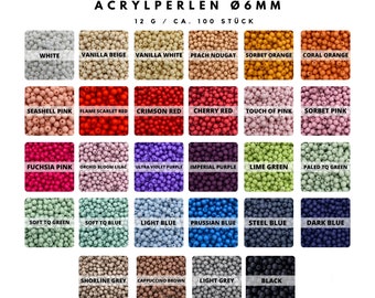 Acrylic beads matt Ø 6 mm *12g approx. 100 pieces* Color selection (20,75EUR/100g)