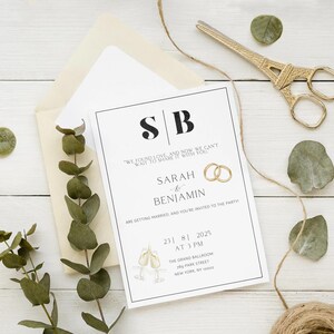 Plantilla de invitación de boda editable / Descarga digital / Acceso instantáneo / Diseño moderno y elegante / Invitación imprimible DIY