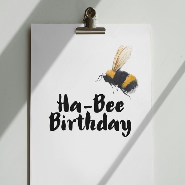 Postkarte "Ha-Bee Birthday" Happy Birthday , Geburtstagskarte , Biene , Lustige Geburtstagskarte